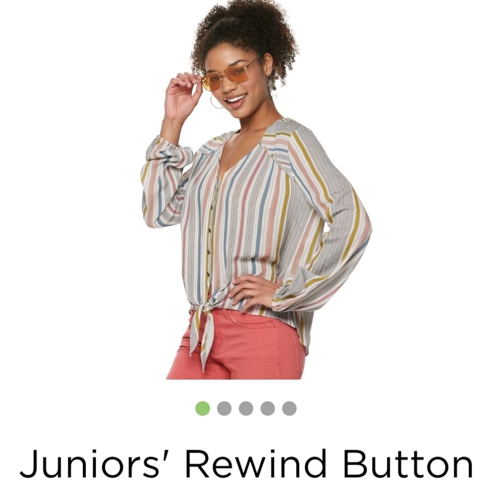 Button down front waist tie top